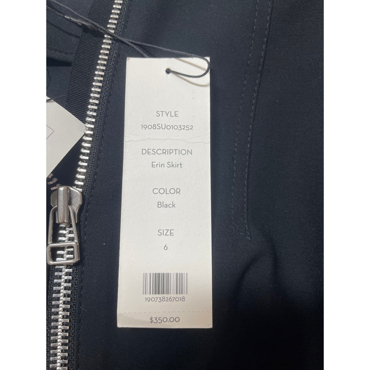 NEW Veronica Beard Erin Women's Black Zip Up Front Midi Straight Pemcl Skirt 6