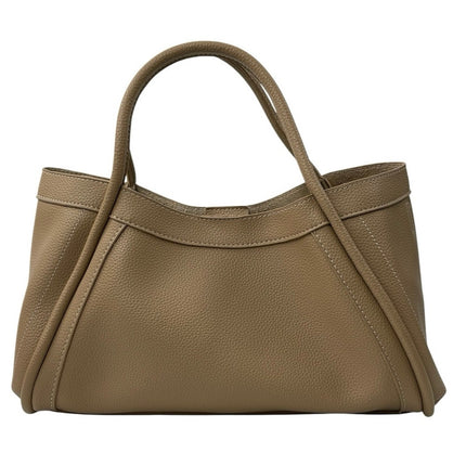 Tan Vegan Faux Leather Pebbled With Pouch Crossbody Strap Tote Handbag OS