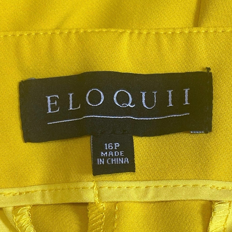 Eloquii Women's Yellow High Waisted Wide Leg Cropped Trousers Pants Size 16P