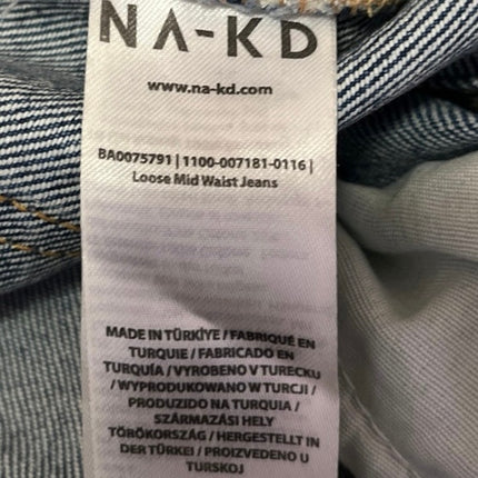 NA-KD Women's Blue High Waisted Medium Wash Casual Straight Denim Jeans Size 34