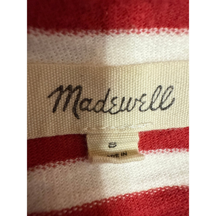 Madewell Ciao For Now Red Striped Short Sleeve Crew Neck Crop Tee T-Shirt Top S