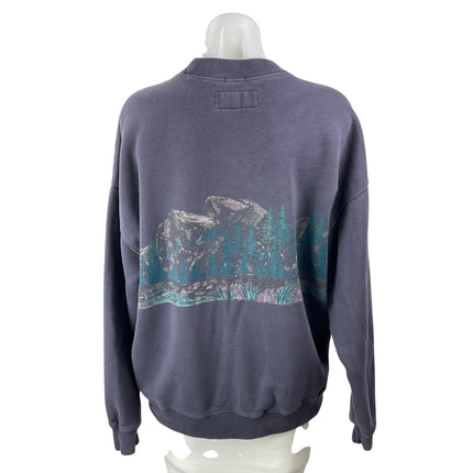 Abercrombie & Fitch Women's Navy Blue Wolf Graphic Fleece Sweatshirt Top Size S