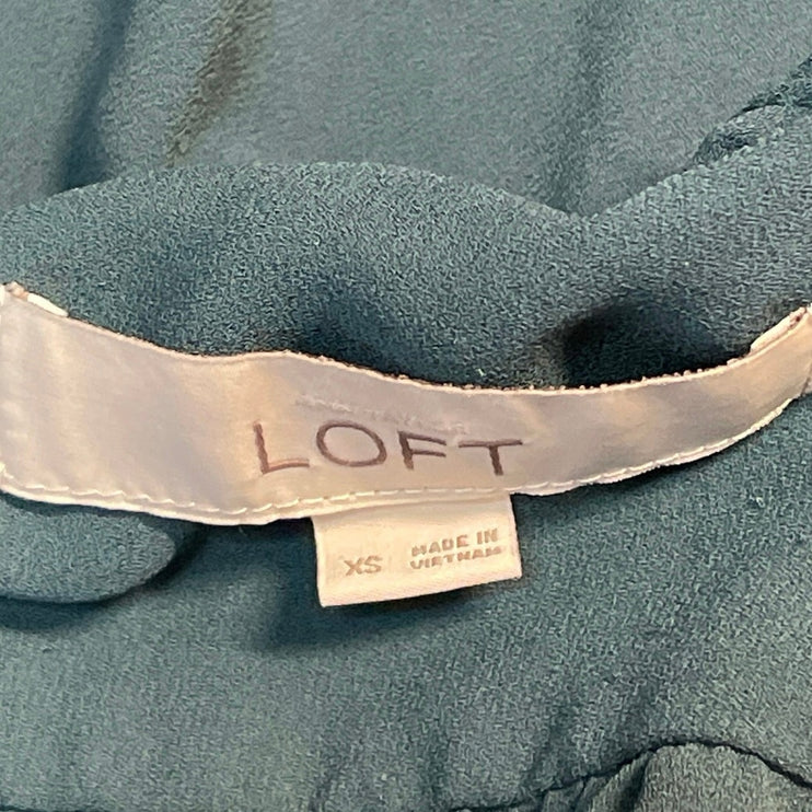 Ann Taylor LOFT Women's Teal Sleeveless Henley Tank Button Blouse Top Size XS