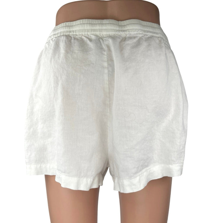 Pull & Bear Women's White Drawstring High Waisted Casual Mini Shorts Size M