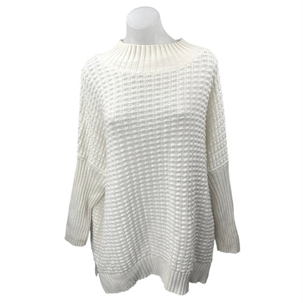 French Connection Mozart Popcorn Women's White Long Sleeve Mock Neck Sweater XL