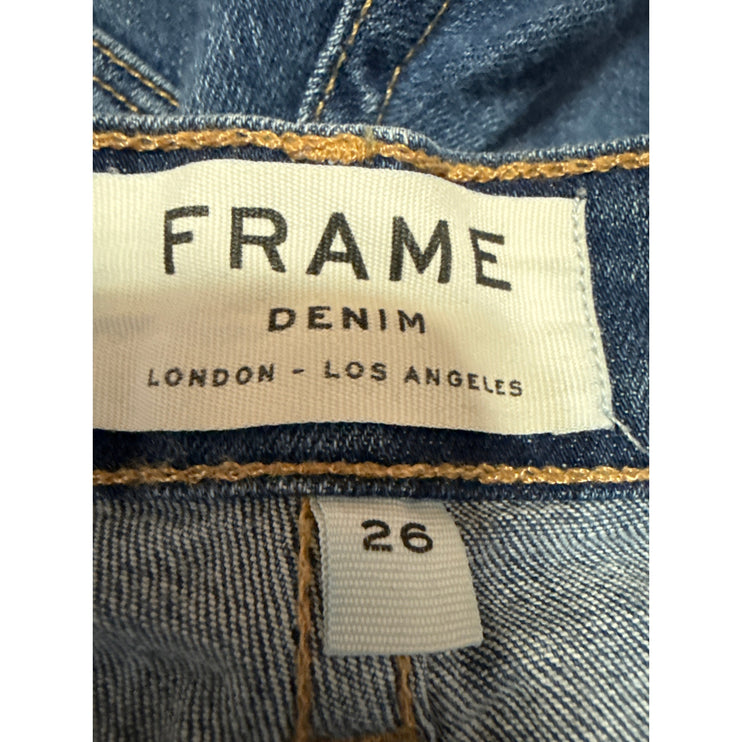 Frame Le Skinny De Jeanne Women's Blue Distressed Low Rise Denim Jeans Size 26