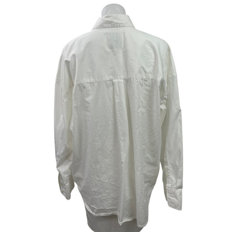 Abercrombie & Fitch Women's White Oversized Long Sleeve Button Down Shirt Size L