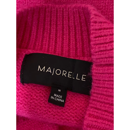 Majorelle Jessica Pink Cold Shoulder Long Sleeve Cable Knit Crop Sweater Top M