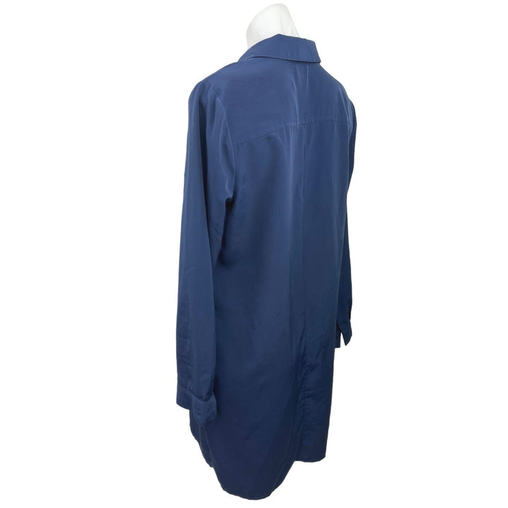 Old Navy Blue Knee Length Button Front Pocket Long Sleeve Shirt Dress Size M