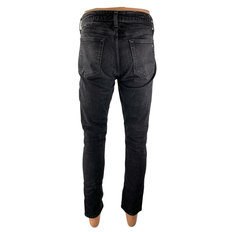 Rag & Bone Men's Black Washed Denim Slim Fit High Rise Skinny Jeans Pants 31-32