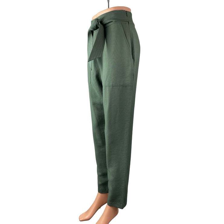 Leith Women's Green Bow Tie Knot High Waisted Straight Trousers Pants Size XS