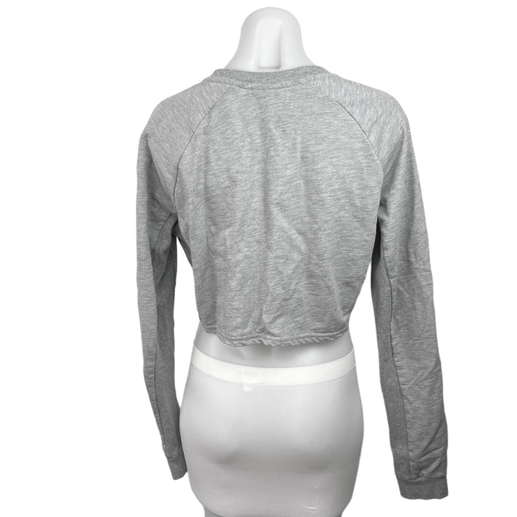 Gymshark Womens Grey Crew Neck Raglan Long Sleeve Training Cropped Sweater Top L