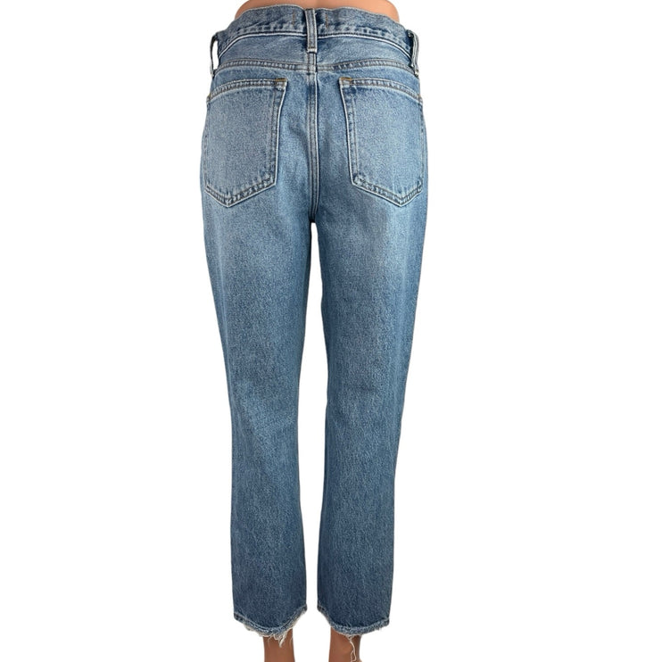 Abercrombie & Fitch Mom Jean Women's Blue High Rise Distressed Ankle Jeans Sz 2