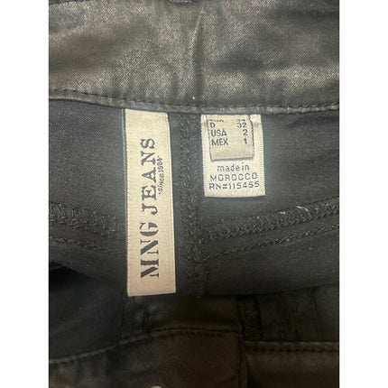 MNG Mango Women's Black Coated Low Rise Casual Skinny Ankle Denim Jeans Size 2