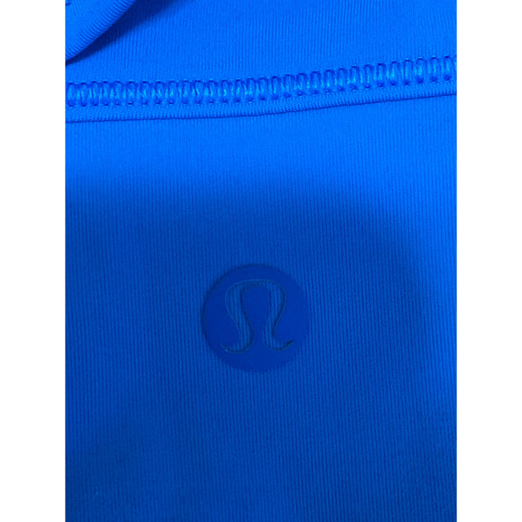 Lululemon Align Blue Mesh High Neck Cutout Yoga Workout Athletic Crop Top Size 4