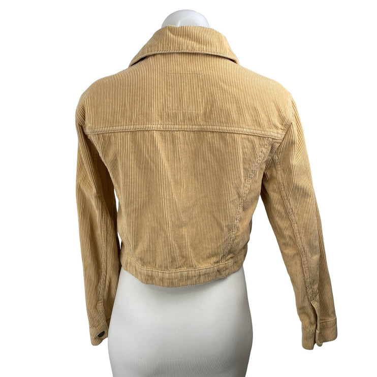 Hollister Women's Tan Corduroy Long Sleeve Button Up Trucker Shirt Jacket Size S