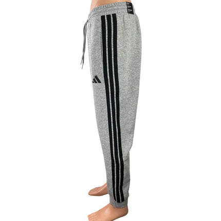 NEW Adidas Essentials 3-Stripes Fleece Mens Gray Drawstring Jogger Sweat Pants M