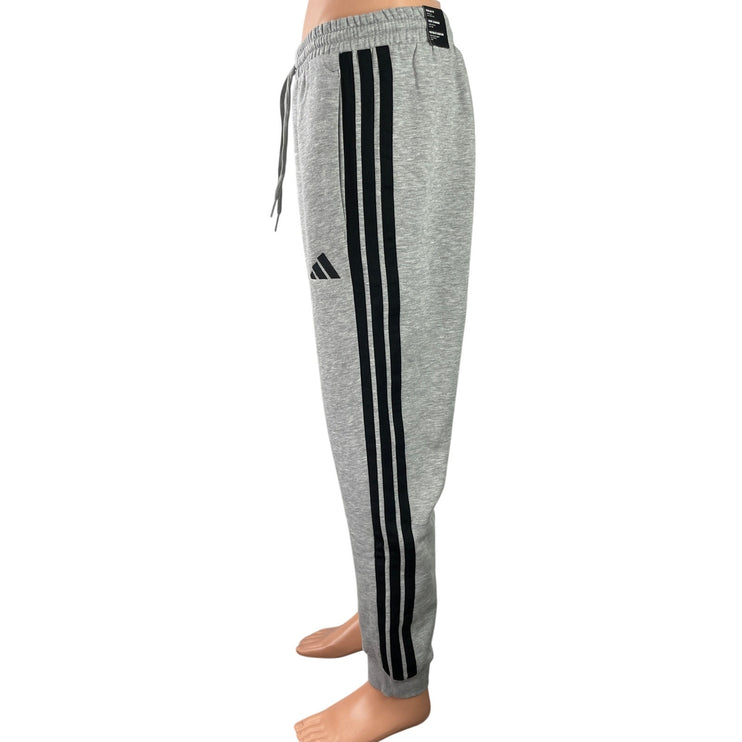 NEW Adidas Essentials 3-Stripes Fleece Mens Gray Drawstring Jogger Sweat Pants M