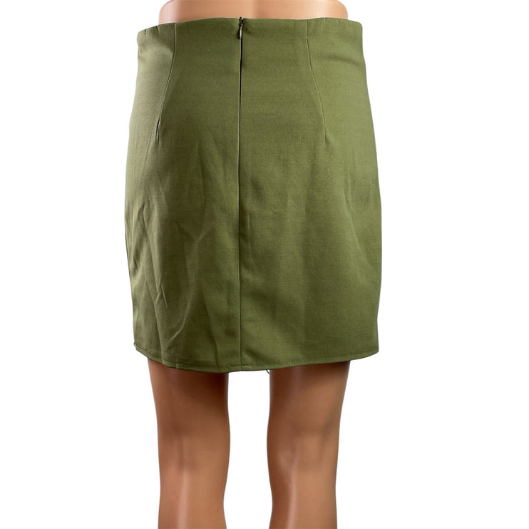 Missguided Women's Olive Green Lace Up Grommets Mini Pencil Coset Skirt Size 8