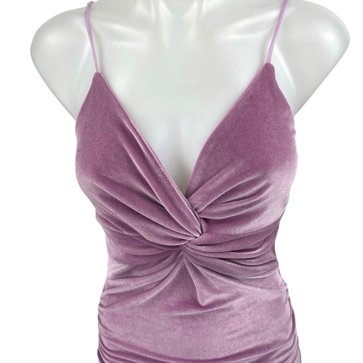 Lucy In The Sky Velvet Velour Purple Sleeveless Twist Mini Bodycon Dress Size S