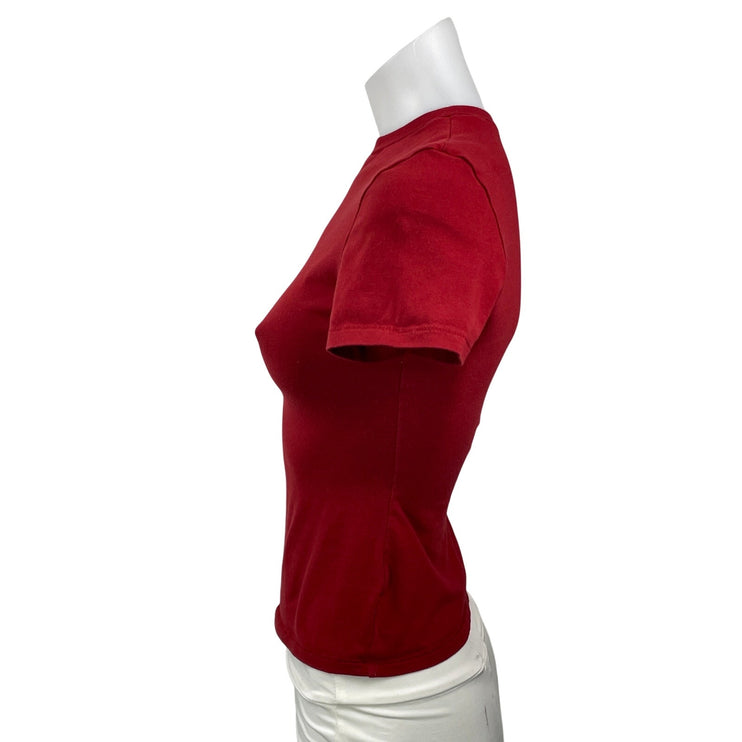 SKIMS Women's Red Short Sleeves Jersey Slim Fit Crewneck Tee T-shirt Top Size S