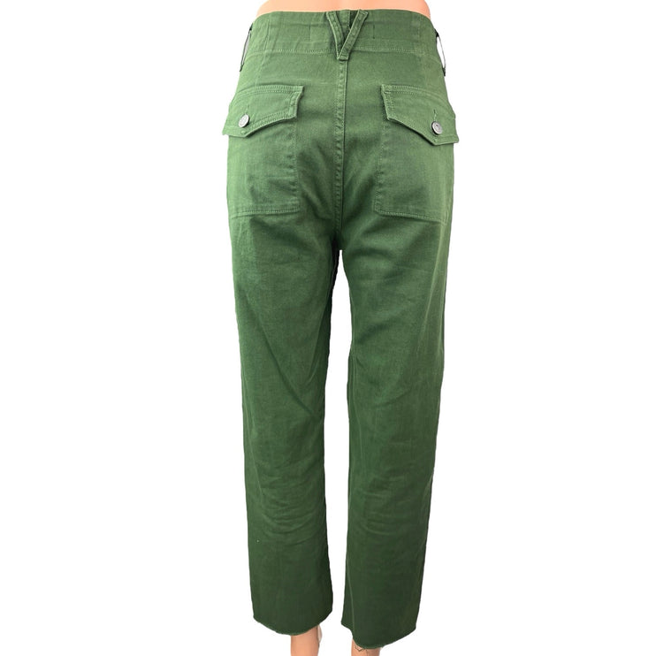 Veronica Beard Women's Green High Rise Straight Leg Cropped Denim Jeans Size 27