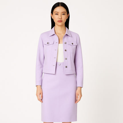 Calvin Klein Purple Lilac Long Sleeve Button Down Blazer Mini Skirt 2 Pc Set 14