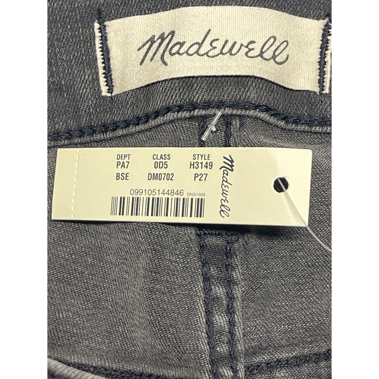 NEW Madewell Gray Distressed Raw Hem Mid Rise Skinny Denim Jeans Pants Size 27P