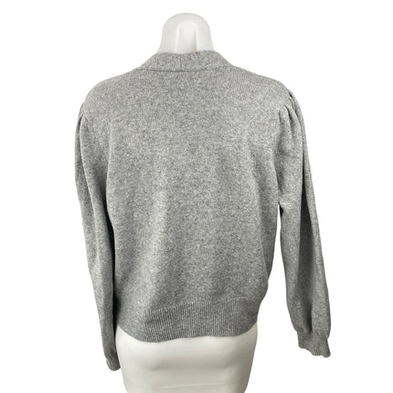 Loft Womens Gray Knit V Neck Long Sleeve Button Down Boxy Cardigan Sweater Top M