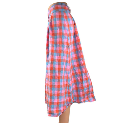 Barbie x Modcloth So Plaid It's Good Pink Pleated Belted A Line Midi Skirt Sz 26
