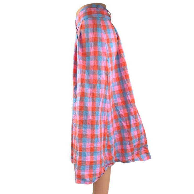 Barbie x Modcloth So Plaid It's Good Pink Pleated Belted A Line Midi Skirt Sz 26