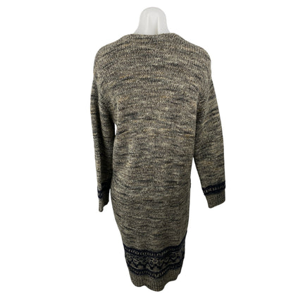 Thursday Island Fair Isle Aztec Gray Long Sleeve Duster Cardigan Sweater Top S