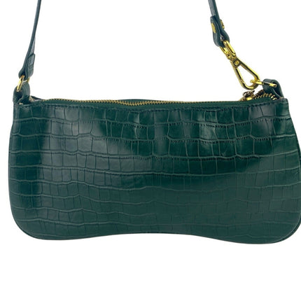 JW Pei Eva Women's Dark Green Croc Vegan Leather Shoulder Handbag OS