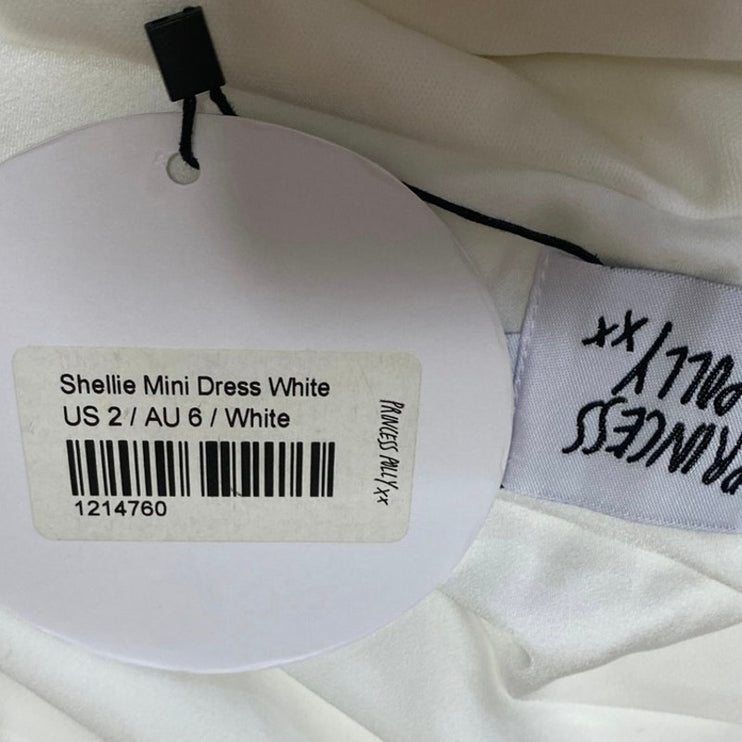 Princess Polly Shellie White Silk Satin Bandeau Twist Cutout Mini A Line Dress 2
