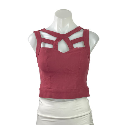 Charlotte Russe Women's Red Sleeveless Back Zip Cutout Tank Crop Top Size XS