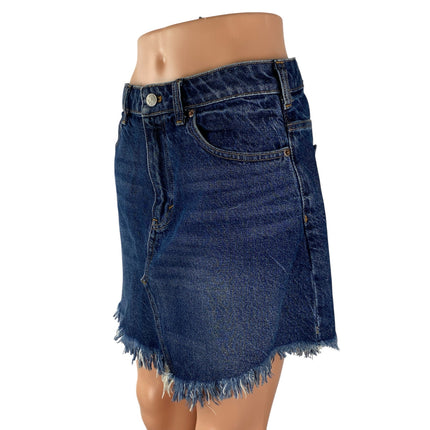 Free People We The Free Blue Frayed Raw Hem Pencil Denim Jean Skirt Size 28