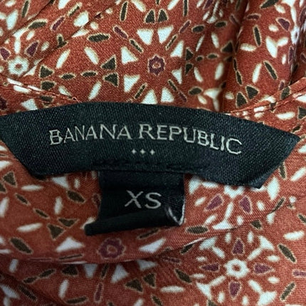 Banana Republic Women's Brown Printed Short Sleeve Crew Neck Blouse Top Size XS