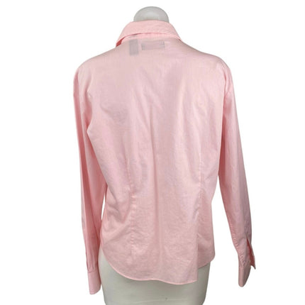 Ultra Club Performance Pinpoint Womens Pink Long Sleeve Button Down Shirt Top L