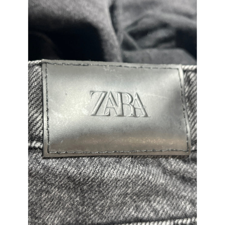 Zara Women's Black High Waisted Frayed Raw Hem Cut Off Denim Jeans Shorts Size 8