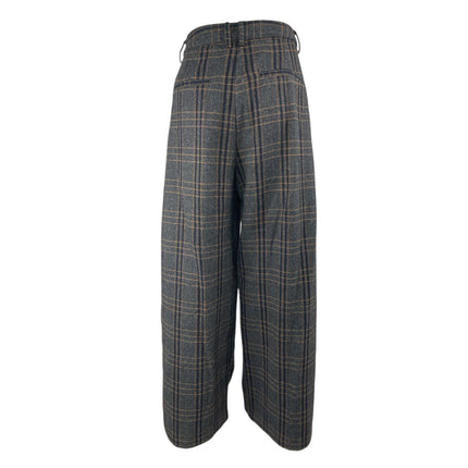 Sage The Label Gray Wool Plaid High Waist Palazzo Wide Leg Trousers Pants Size M