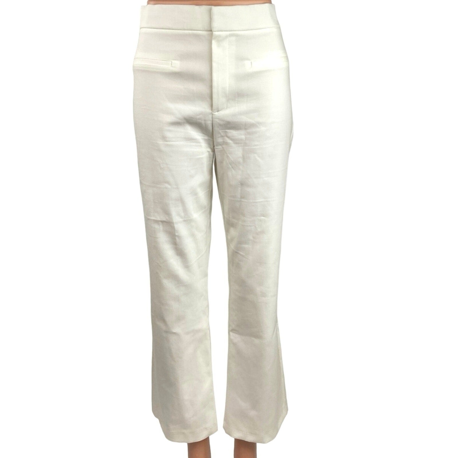 high waisted dress pants zara HIGH-WAISTED STRAIGHT LEG PANTS - Ecru