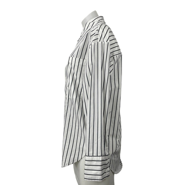Abercrombie & Fitch Black White Striped Long Sleeve Button Down Shirt Top XXS