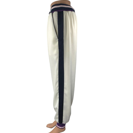 Saylient Women's White Elastic Waist High Rise Tapered Jogger Sweat Pants Size L