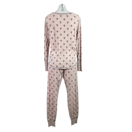 PJ Salvage Women's Pink Skull Knit Long Sleeve Sleepwear Pajamas Set Size S/M
