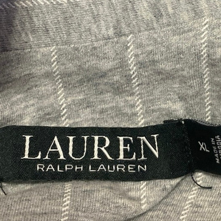 Lauren Ralph Lauren Gray Striped 3/4 Sleeve Button Down Sleep Pajama Top Size XL