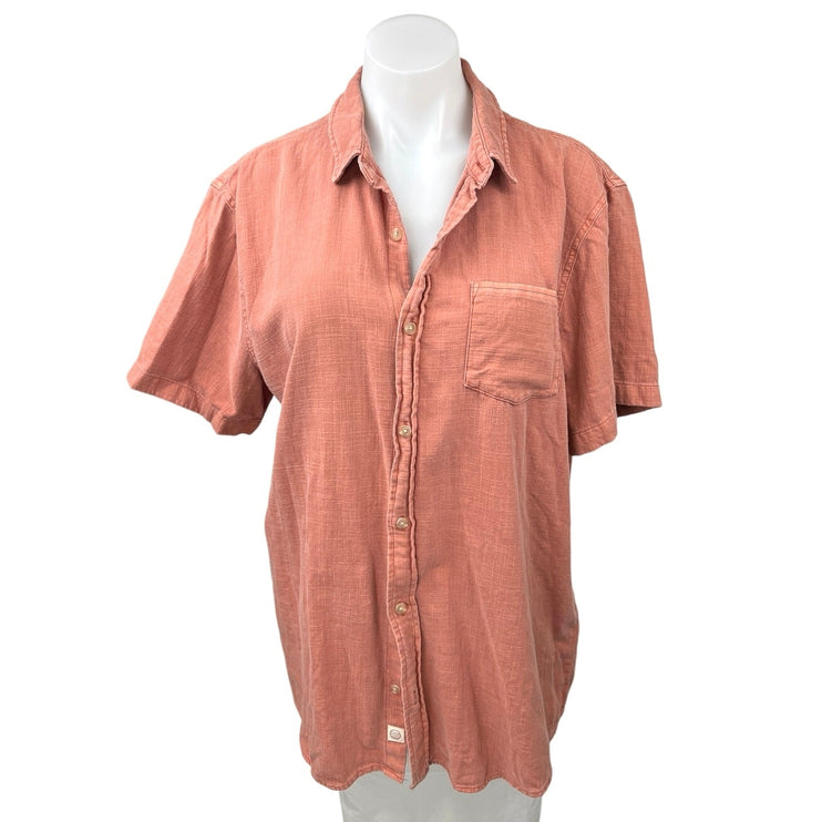 Marine Layer Pink Button Down Short Sleeve Collar Oversized Shirt Blouse Top L