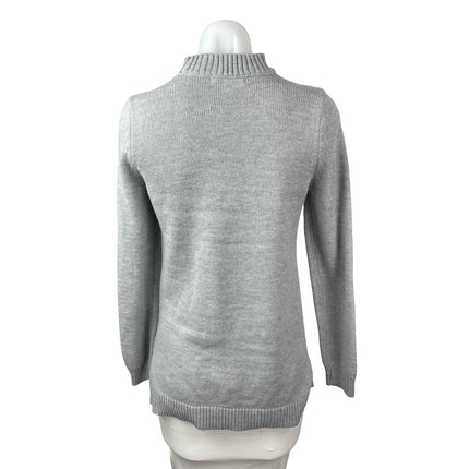 Francesca's Women's Gray Reversible Sequin Mock Neck Cutout Sweater Top Size M