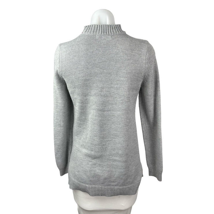Francesca's Women's Gray Reversible Sequin Mock Neck Cutout Sweater Top Size M