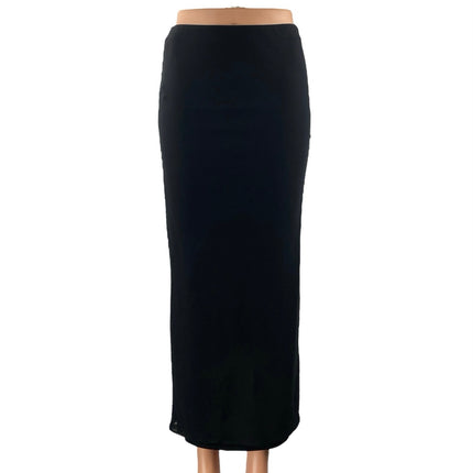 Princess Polly Women Black High Waisted Straight Pencil Midi Slip Skirt Size 4