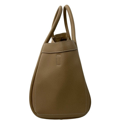 Tan Vegan Faux Leather Pebbled With Pouch Crossbody Strap Tote Handbag OS